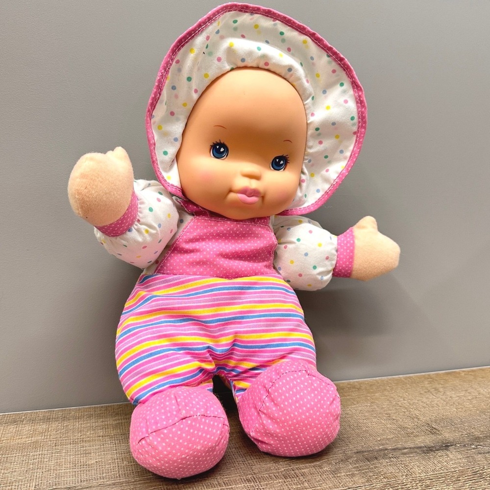 Goldberger Baby's First Kisses Doll Pink Polka Dot Striped Soft Toy 12809GIS